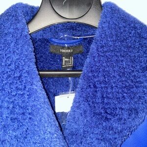 NWT Forever 21 Deep Blue Teddy Jacket